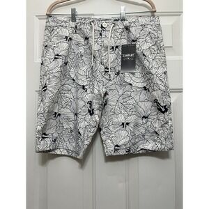 Company 81 Men's Tropical‎ Print Beach Shorts Size 32 Navy White NWT Resort Swim